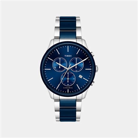 Timex Men Quartz Blue Dial Chronograph Stainless Steel Watch TWEG21701 ...