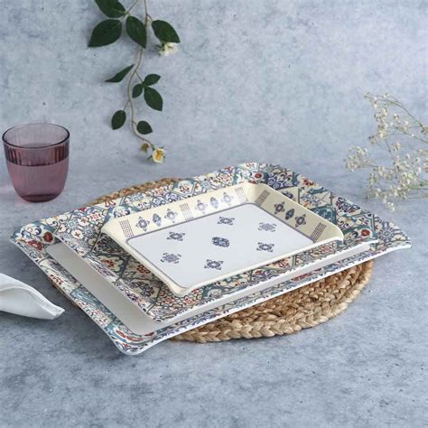 Wonderchef Venice Trays - Blue, Set of 3 (Melamine) : Amazon.in: Home ...