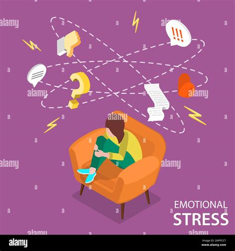 3D Isometric Flat Vector Conceptual Illustration of Emotional Stress, Anxiety and Dizziness ...