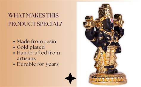 Buy House Of Wemy 24k Gold Plated Premium Balaji Statue for Car ...