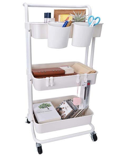StorageWorks Rolling Cart, 3-Tier Mesh Rolling Utility Cart, Storage ...