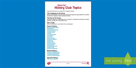 History Club Teaching Ideas