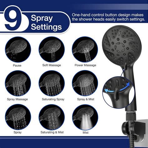 Buy Rain Shower Head with Handheld Spray, Ordenado 10 Matte Black ...