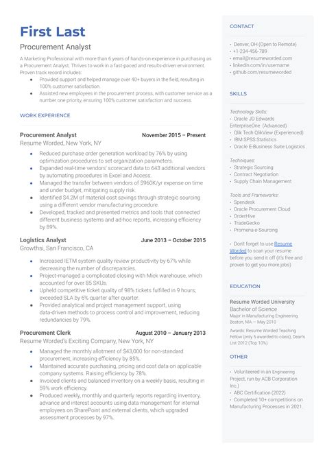 Procurement Specialist Resume Examples for 2026 | Resume Worded