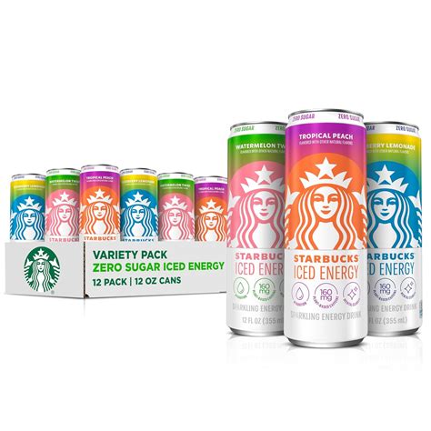Starbucks Iced Energy Drink, 3 Flavor Variety Pack (Tropical Peach ...