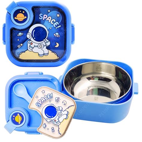 Buy PLUSPOINT Stainless Steel Lunch Box for School Kids Astronaut Theme ...