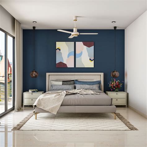 Dark Blue Accent Wall Bedroom
