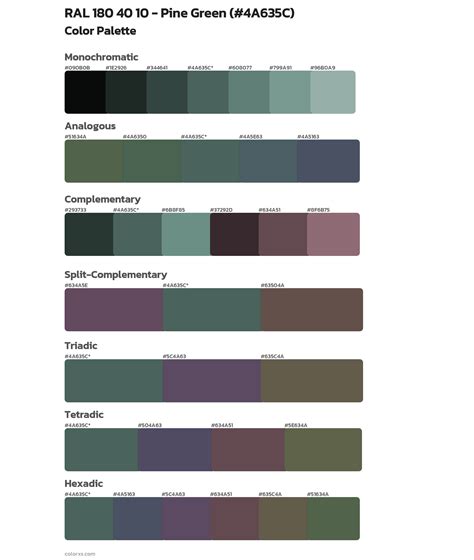 RAL 180 40 10 - Pine Green color palettes - colorxs.com