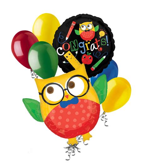 7 pc Hip Hip Hooray Owl Balloon Bouquet Happy | Ubuy India
