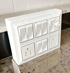 Muenterprises 12 Modular Gang Box with 7 Flat Switches 2 Sockets and 1 ...