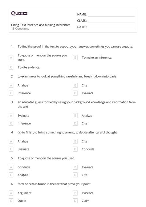 50+ Making Inferences in Nonfiction worksheets for 8th Class on Quizizz ...