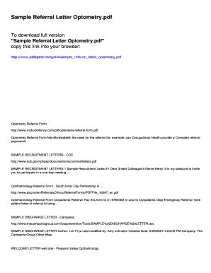 Fillable Online Sample Referral Letter Optometry - pdfslibforme.com Fax ...