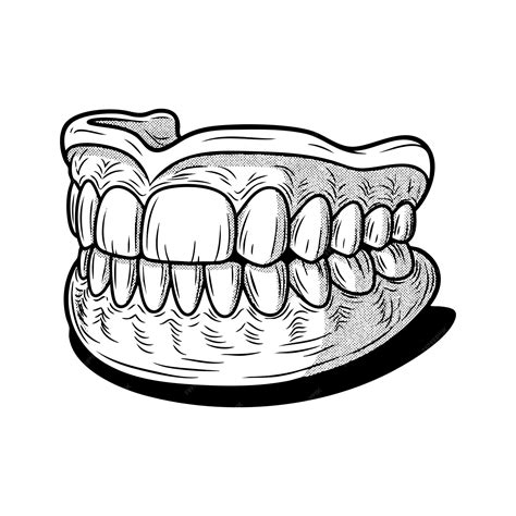 Human teeth denture illustration in retro black and white comic book ...