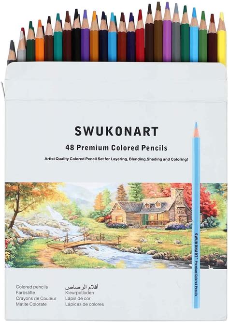 Buy SWUKONART Colored Pencils Set 48 Colors 3.9mm Premium Soft Core ...