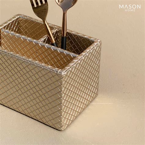 Braided cutlery holder | gold cutlery holder – Mason Home