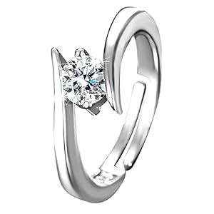 Peora American Diamond Studded Silver Plated Finger Ring Fashion Wear ...