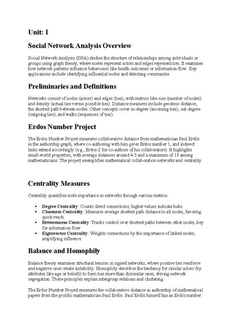 SAN M - Social Network Analysis Overview and Key Concepts - Studocu