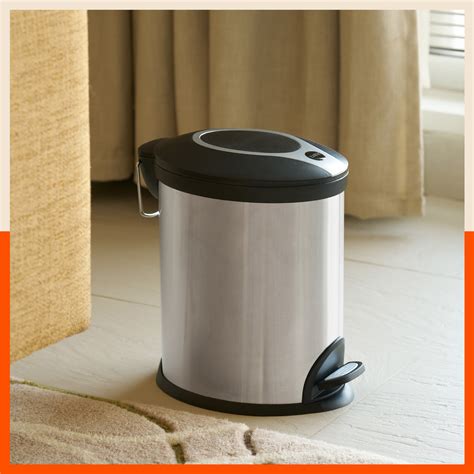 Bathla Silver and Black Stainless Steel Step Bin For Home (12 Ltrs ...