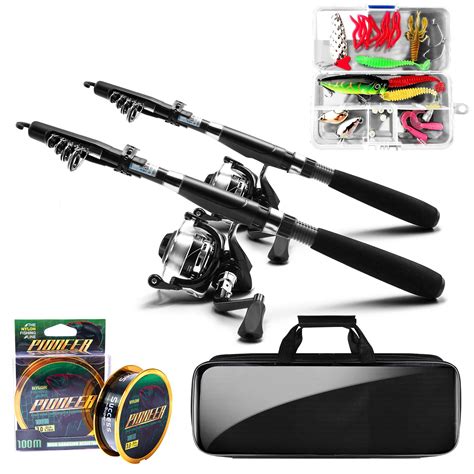 Fishing Rod and Reel Combos, 2PCS 5.9FT Carbon Fiber Fishing Pole Kits ...