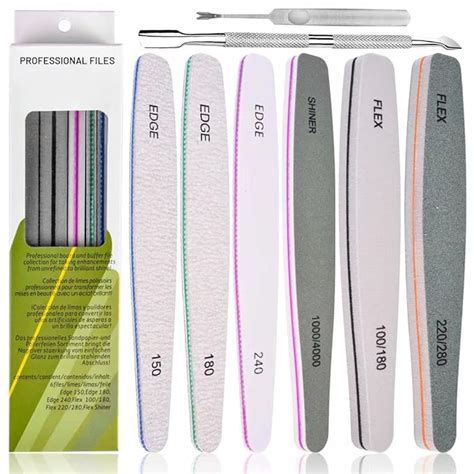 Buy Nail Files, 6 Pcs Professional Nail File and Buffer Double Sided ...