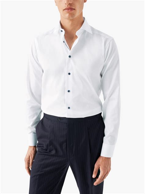 Eton Cotton Twill Slim Fit Cutaway Collar Shirt, White