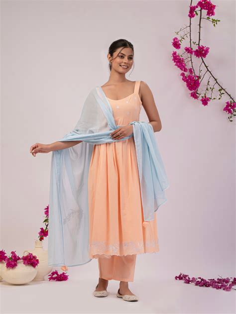 Peach Sleeveless Anarkali Suit Set