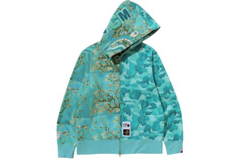 BAPE x Van Gogh Museum Shark Full Zip Hoodie Sax Men's - SS25 - US