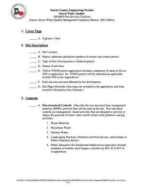 Fillable Online hcpid SWQMP Checklist - Harris County Public ...