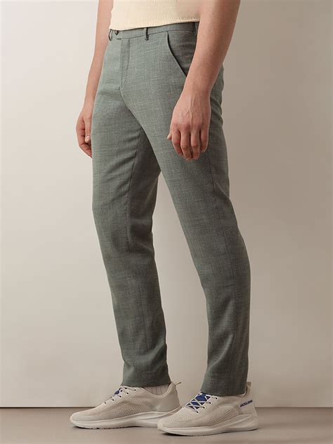 Buy Green Linen Blend Slim Fit Suit-Set Trousers for Men Online