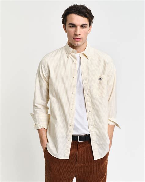 Gant Men Yellow Striped Button-down Collar Shirt - Iconic India