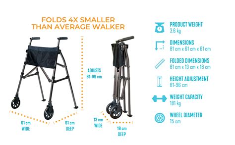 Stander Height Adjustable & Foldable Walker – 3.4 kgs Lightweight ...