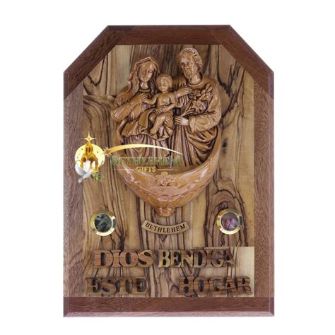 God Bless Our Home Holy Family Water Font in Spanish
