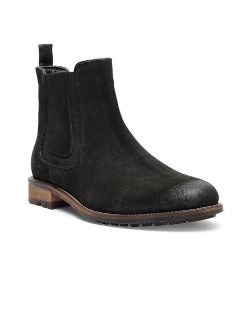 Teakwood Men Black Solid Suede Leather High-Top Flat Boots - Clearance ...