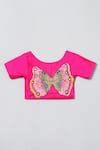Buy Pink Silk Sequins Butterfly Embroidered Top And Skirt Set For Girls ...