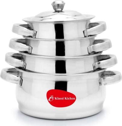 Klassi Kichen Stainless steel Cook and serve 4 piece Gift set Induction ...