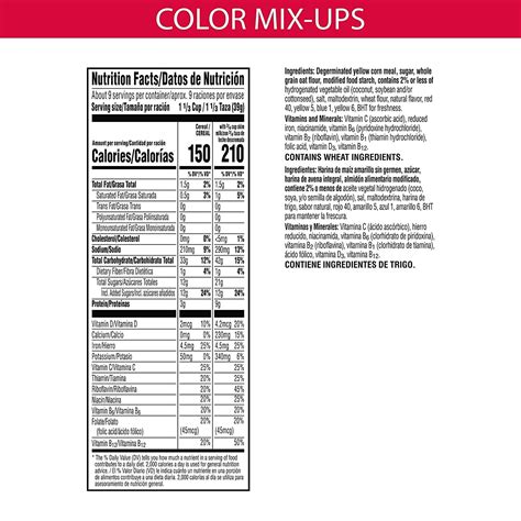 Fruit Loops Nutrition Label