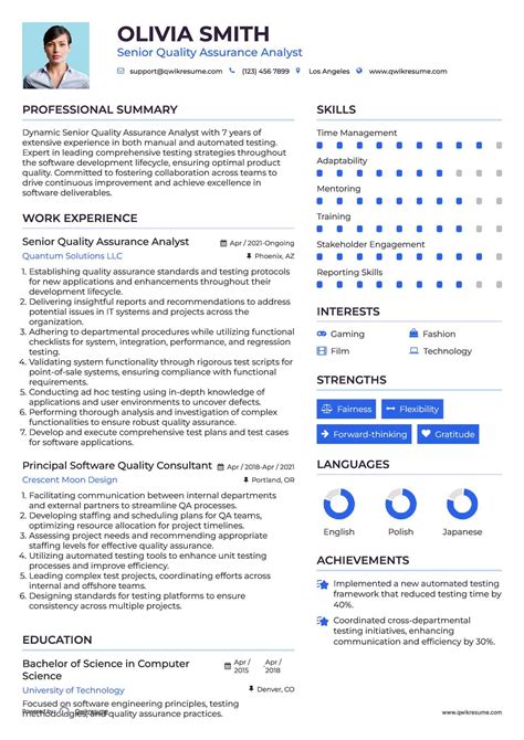 10+ Senior Quality Assurance Analyst Resume Samples & Templates for 2025