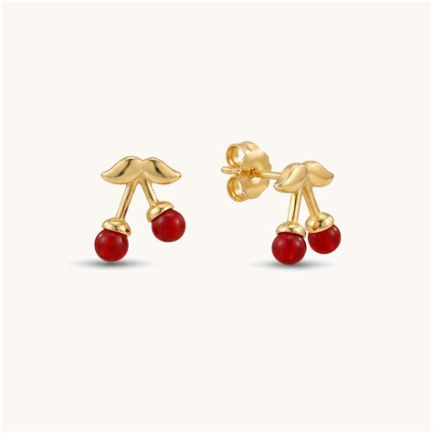Cherry Studs - 18K Gold Plated – Elinor Jewels