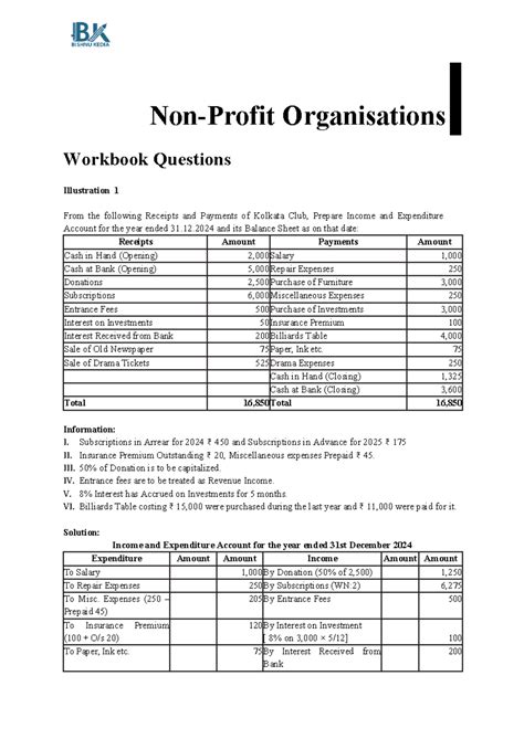 FA NPO Workbook - Income & Expenditure Account Preparation - Studocu