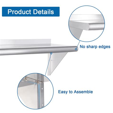 Snapklik.com : HARDURA Stainless Steel Shelf 12" X 48", 250lb ...