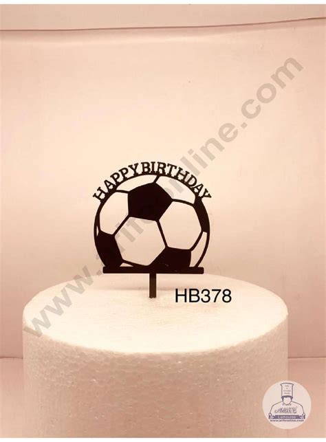 CAKE DECOR™ 5 inch Black Acrylic Happy Birthday Football/Soccer Theme ...