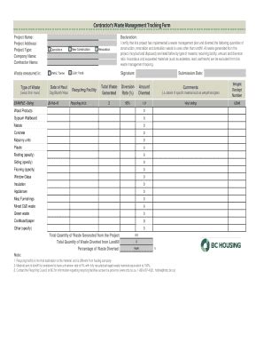 Fillable Online Contractor's Waste Management Form. Tracking form for ...