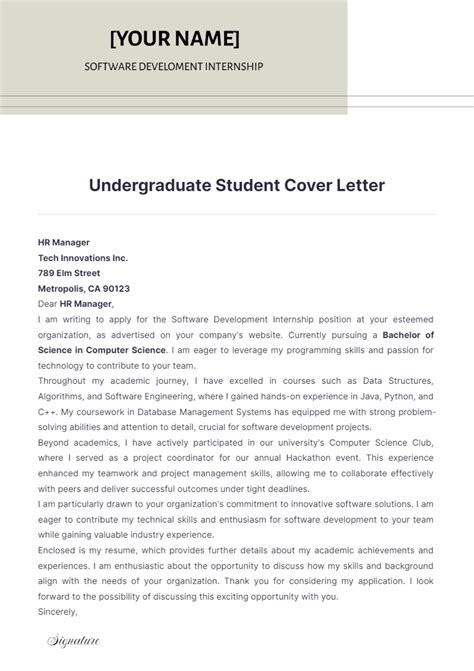 How To Write A Cover Letter Undergraduate Student at Angel Stoltz blog