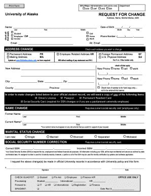 Fillable Online uaf UA change form - University of Alaska Fairbanks ...