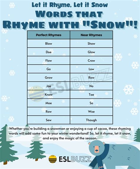 Rhyming Words Snow