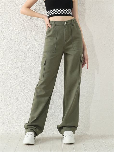 SHEIN Teen Girls Flap Pocket Cargo Jeans | SHEIN USA