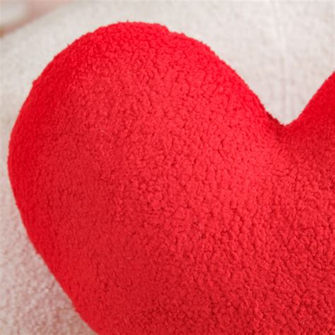 Heart Shape Cushion Set Of 2 Plushy Red White 14x14 Inch Online ...