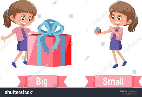 Opposite English Words Big Small Illustration Stock Vector (Royalty ...
