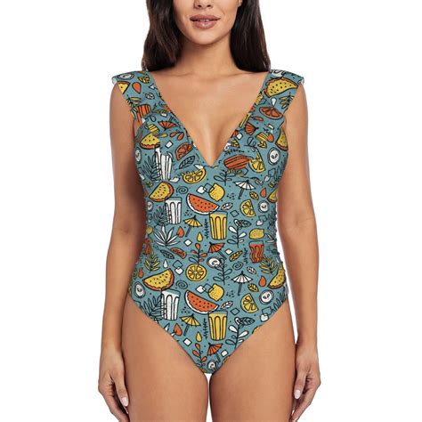 One Piece Swimsuits Women Tummy Control, Watermelon Lemon Bathing Suit ...