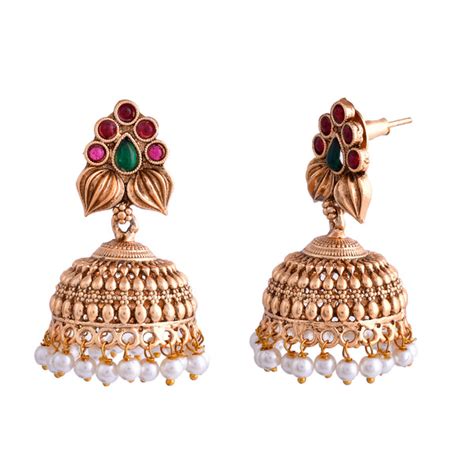 Gold Opulence Pushpavalli Temple Jhumka Earrings – VOYLLA